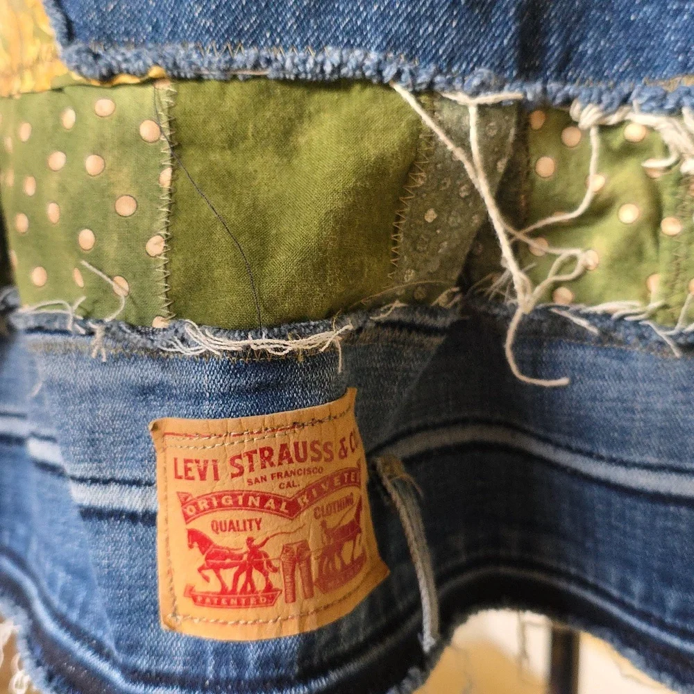 Upcycled Molly Made It Blue & Green Jeans Skirt For Any Age - Picture 5 of 14